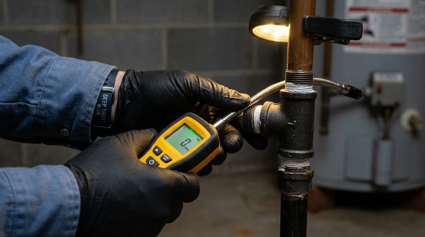 Gas leak detection with electronic sniffer by Johns Plumbing LLC in Ludlow