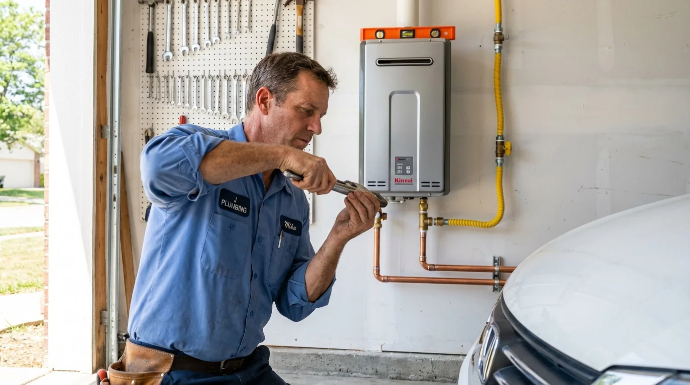 Tankless water heater installation by a Johns Plumbing LLC plumber in Ludlow